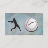 Carte De Visite Joueuse de baseball - silhouette et baseball (Devant)