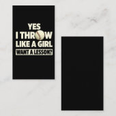 Carte De Visite Jouez comme une fille pour une leçon de softball (Devant / Derrière)