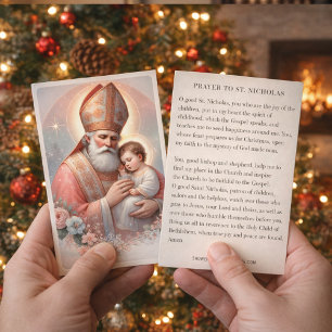 Carte De Visite Jour de fête de saint Nicolas à Noël. Enfant Jésus