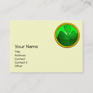 CARTE DE VISITE JOUR DE LA SAINT-PATRICK VERT TRÈFLE GEMME JOAILLE