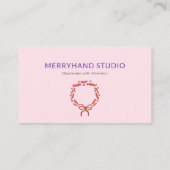 Carte De Visite Jour de Noël blanc rose main tiré (Dos)