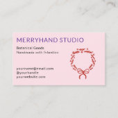 Carte De Visite Jour de Noël blanc rose main tiré (Devant)