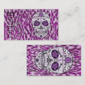 Carte De Visite Jour du crâne mort de sucre - rose et du pourpre (Devant / Derrière)