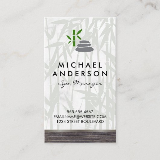 Carte De Visite Jour Spa Bambou bois Trier avec logo (Devant)