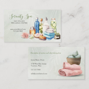 Carte De Visite Journée de l'aquarelle verte Spa et bien-être