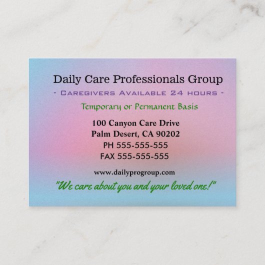 Carte De Visite Joy Field Professionnel (Dos)