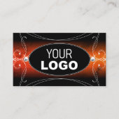 Carte De Visite Joyau de luxe Black Orange Ornate Sparkle Ajouter (Devant)