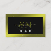 Carte De Visite Joyau d'étincelles jaune d'olive noire Monogramme (Devant)
