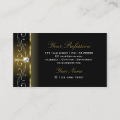 Carte De Visite Joyaux de luxe noir et or squigglé Bijoux ornement (Dos)