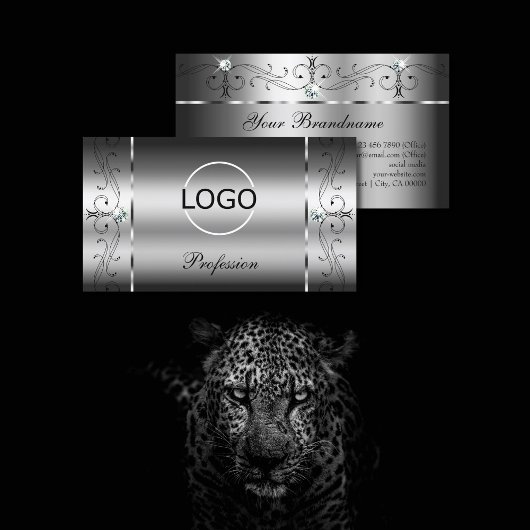 Carte De Visite Joyaux en argenté avec logo