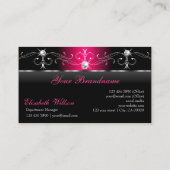 Carte De Visite Joyaux en crosse noir et rose luxueux ajouter logo (Dos)