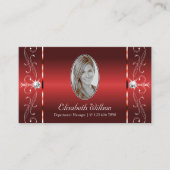 Carte De Visite Joyaux en rubby rouge squigglé avec photo (Devant)