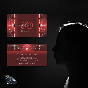 Carte De Visite Joyaux en rubis rouge en rubis en miettes Monogram