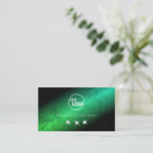 Carte De Visite Joyaux Turquoises d'étincelles avec logo (Debout devant)