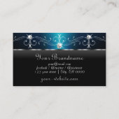 Carte De Visite Joyaux Turquoises noirs en miroirs Monogramme (Dos)