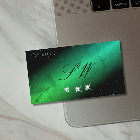 Carte De Visite Joyaux Turquoises Noirs Étincelants Joyaux Initial