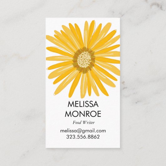 Carte De Visite Joyeuse marguerite jaune illustrée (Dos)