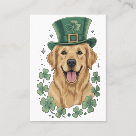 Carte De Visite Joyeuse Saint-Patrick de Golden Retriever (Devant)