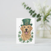 Carte De Visite Joyeuse Saint-Patrick de Golden Retriever (Debout devant)