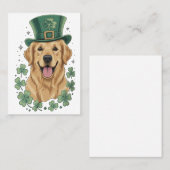 Carte De Visite Joyeuse Saint-Patrick de Golden Retriever (Devant / Derrière)