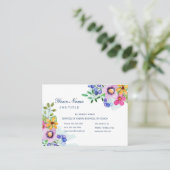Carte De Visite Joyeuses couleurs primaires Aquarelle Floral 2 Sal (Debout devant)