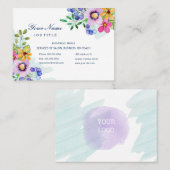 Carte De Visite Joyeuses couleurs primaires Aquarelle Floral 2 Sal (Devant / Derrière)