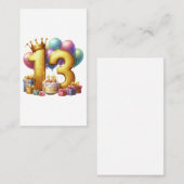 Carte De Visite Joyeux 13e anniversaire (Devant / Derrière)