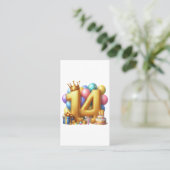 Carte De Visite Joyeux 14e anniversaire (Debout devant)