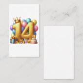 Carte De Visite Joyeux 14e anniversaire (Devant / Derrière)