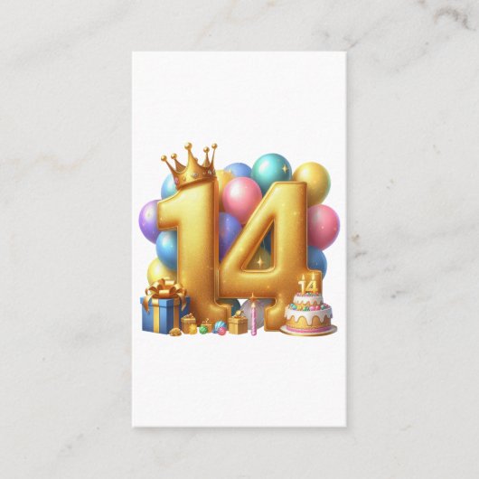Carte De Visite Joyeux 14e anniversaire (Devant)