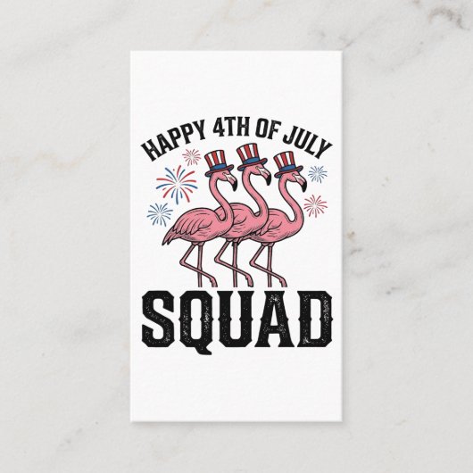 Carte De Visite Joyeux 4 juillet Flamingo Squad Vector Design_1 (Devant)