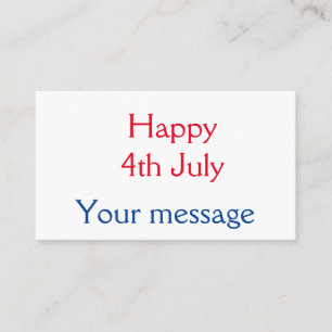 Carte De Visite Joyeux 4 juillet jour de l'indépendance ajoutez no