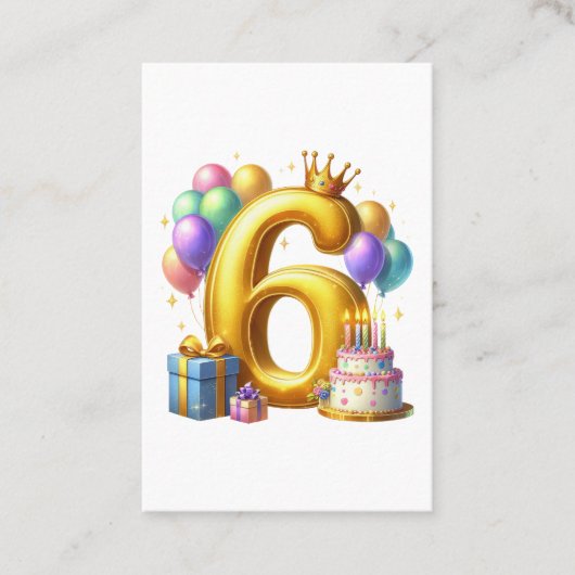 Carte De Visite Joyeux 6e Anniversaire (Devant)