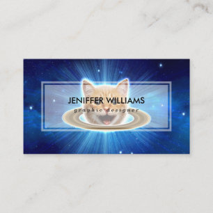 Carte De Visite Joyeux chat dans l'espace.