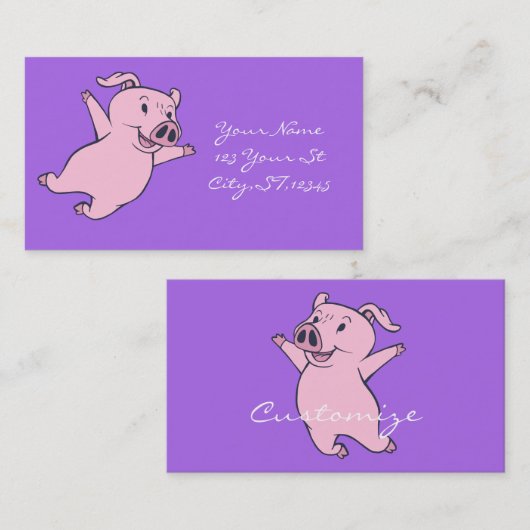 Carte De Visite Joyeux Cochon rose Sauter Thunder_Cove (Devant / Derrière)