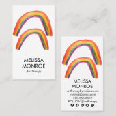 Carte De Visite Joyeux Double Rainbows Aquarelle Icônes sociales (Devant / Derrière)