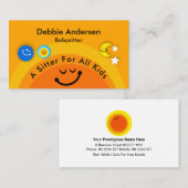 Carte De Visite Joyeux Enfants du baby-sitting du soleil (Devant / Derrière)