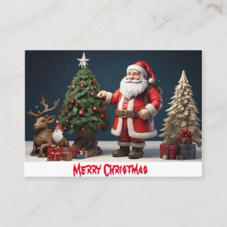 Carte De Visite Joyeux mur de Noël design avec père Noël