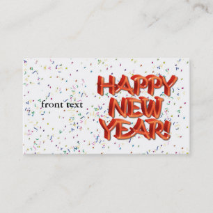 Carte De Visite Joyeux New Year Glassy Red Text