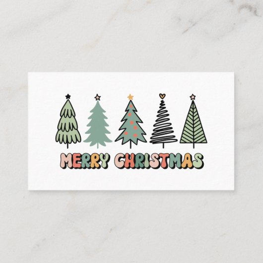 Carte De Visite Joyeux Noël Arbre Rétro Noël (Dos)