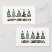 Carte De Visite Joyeux Noël Arbre Rétro Noël (Devant / Derrière)