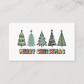 Carte De Visite Joyeux Noël Arbre Rétro Noël (Devant)