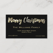 Carte De Visite Joyeux Noël Élégant Script noir et or (Devant)