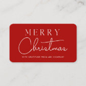 Carte De Visite Joyeux Noël Entreprise Merci Rouge (Devant)