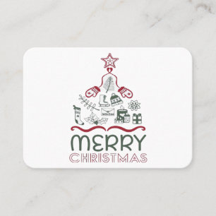 Carte De Visite Joyeux Noël et arbre de Noël Classique