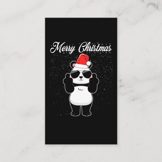 Carte De Visite Joyeux Noël Panda Doigt Moyen Rude Xmas Vilain (Devant)