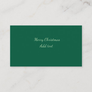 Carte De Visite Joyeux Noël vert fond simple solo fête