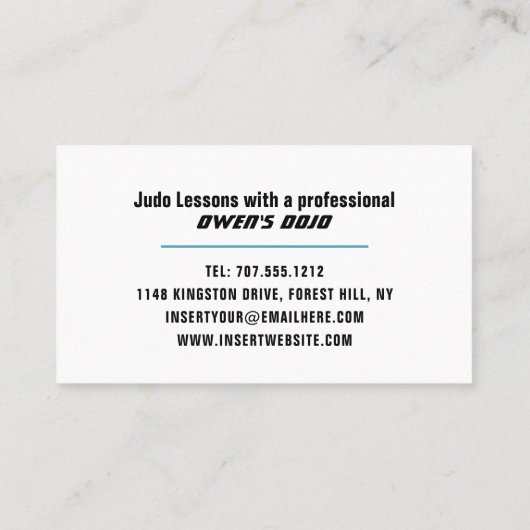 Carte De Visite Judo Design, Sensei (Dos)