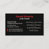 Carte De Visite Judo instructor - Black Belt and sun (Dos)