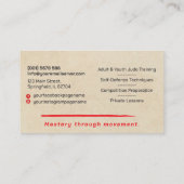 Carte De Visite Judo instructor - Kanji and Judoka  (Dos)